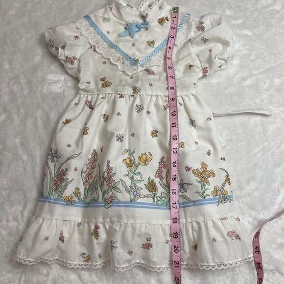 Vintage Wildflower Collection Floral Dress Girls‎ Size 5 High Neck Lace Cottage - Picture 11 of 13